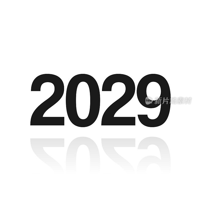 2029年- 2929年。白色背景上反射的图标
